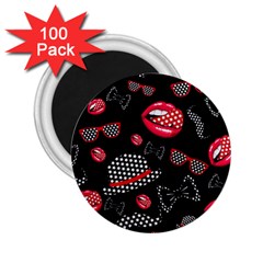 Lip Hat Vector Hipster Example Image Star Sexy Black Red 2 25  Magnets (100 Pack) 