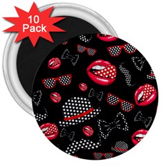 Lip Hat Vector Hipster Example Image Star Sexy Black Red 3  Magnets (10 Pack) 