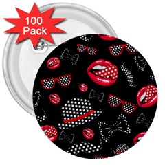 Lip Hat Vector Hipster Example Image Star Sexy Black Red 3  Buttons (100 Pack) 