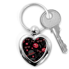 Lip Hat Vector Hipster Example Image Star Sexy Black Red Key Chains (heart)  by Mariart