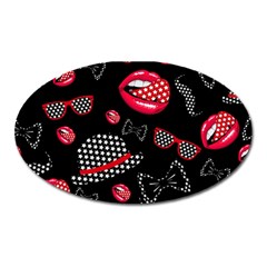 Lip Hat Vector Hipster Example Image Star Sexy Black Red Oval Magnet by Mariart