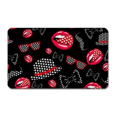 Lip Hat Vector Hipster Example Image Star Sexy Black Red Magnet (rectangular) by Mariart