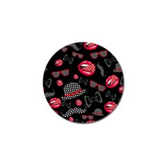 Lip Hat Vector Hipster Example Image Star Sexy Black Red Golf Ball Marker by Mariart