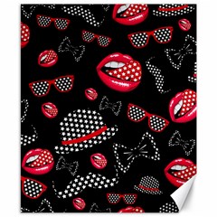 Lip Hat Vector Hipster Example Image Star Sexy Black Red Canvas 8  X 10  by Mariart