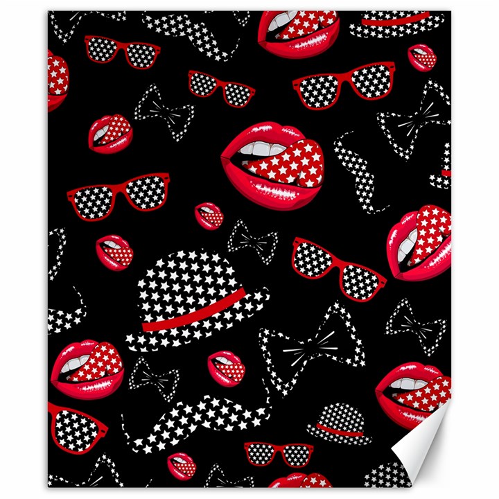 Lip Hat Vector Hipster Example Image Star Sexy Black Red Canvas 20  x 24  