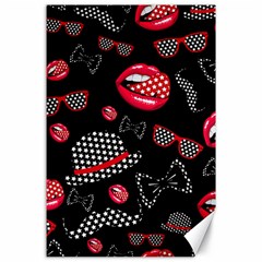 Lip Hat Vector Hipster Example Image Star Sexy Black Red Canvas 24  X 36  by Mariart