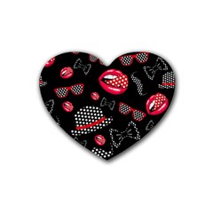 Lip Hat Vector Hipster Example Image Star Sexy Black Red Heart Coaster (4 Pack) 