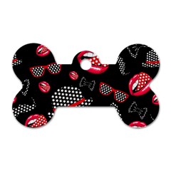 Lip Hat Vector Hipster Example Image Star Sexy Black Red Dog Tag Bone (two Sides) by Mariart