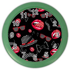 Lip Hat Vector Hipster Example Image Star Sexy Black Red Color Wall Clocks by Mariart