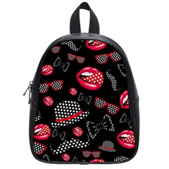 Lip Hat Vector Hipster Example Image Star Sexy Black Red School Bags (small)  by Mariart