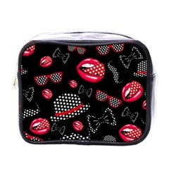 Lip Hat Vector Hipster Example Image Star Sexy Black Red Mini Toiletries Bags by Mariart