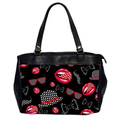 Lip Hat Vector Hipster Example Image Star Sexy Black Red Office Handbags (2 Sides)  by Mariart