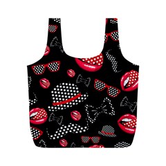 Lip Hat Vector Hipster Example Image Star Sexy Black Red Full Print Recycle Bags (m)  by Mariart