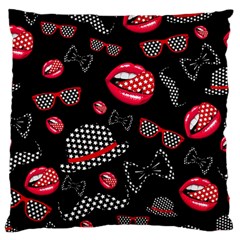 Lip Hat Vector Hipster Example Image Star Sexy Black Red Standard Flano Cushion Case (one Side) by Mariart