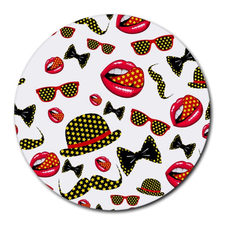 Lip Hat Vector Hipster Example Image Star Sexy Round Mousepads