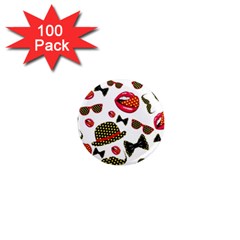 Lip Hat Vector Hipster Example Image Star Sexy 1  Mini Magnets (100 Pack) 