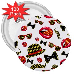 Lip Hat Vector Hipster Example Image Star Sexy 3  Buttons (100 Pack)  by Mariart