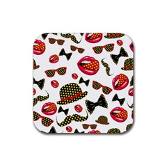 Lip Hat Vector Hipster Example Image Star Sexy Rubber Coaster (square)  by Mariart