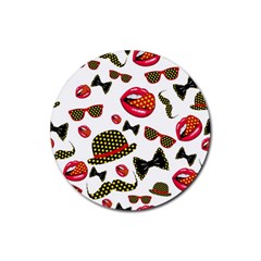 Lip Hat Vector Hipster Example Image Star Sexy Rubber Coaster (round)  by Mariart