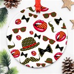 Lip Hat Vector Hipster Example Image Star Sexy Round Ornament (Two Sides) Front