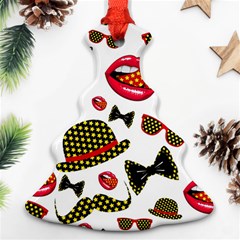 Lip Hat Vector Hipster Example Image Star Sexy Christmas Tree Ornament (two Sides) by Mariart