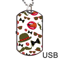 Lip Hat Vector Hipster Example Image Star Sexy Dog Tag Usb Flash (two Sides) by Mariart