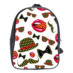 Lip Hat Vector Hipster Example Image Star Sexy School Bags (xl)  by Mariart