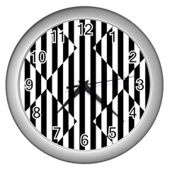 Optical Illusion Inverted Diamonds Wall Clocks (silver)  by Mariart