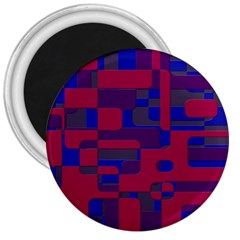 Offset Puzzle Rounded Graphic Squares In A Red And Blue Colour Set 3  Magnets by Mariart