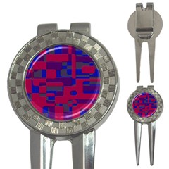 Offset Puzzle Rounded Graphic Squares In A Red And Blue Colour Set 3-in-1 Golf Divots by Mariart