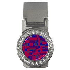 Offset Puzzle Rounded Graphic Squares In A Red And Blue Colour Set Money Clips (cz)  by Mariart