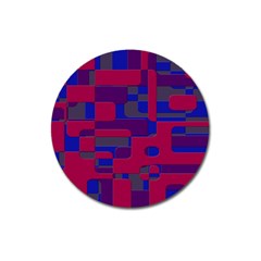 Offset Puzzle Rounded Graphic Squares In A Red And Blue Colour Set Magnet 3  (round) by Mariart