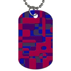 Offset Puzzle Rounded Graphic Squares In A Red And Blue Colour Set Dog Tag (two Sides) by Mariart