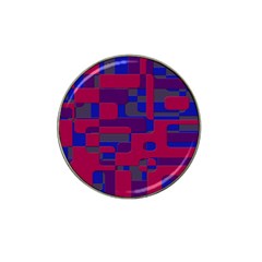 Offset Puzzle Rounded Graphic Squares In A Red And Blue Colour Set Hat Clip Ball Marker (4 Pack)