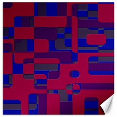 Offset Puzzle Rounded Graphic Squares In A Red And Blue Colour Set Canvas 12  X 12   by Mariart