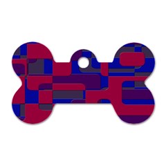 Offset Puzzle Rounded Graphic Squares In A Red And Blue Colour Set Dog Tag Bone (one Side) by Mariart