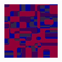 Offset Puzzle Rounded Graphic Squares In A Red And Blue Colour Set Medium Glasses Cloth by Mariart