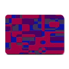 Offset Puzzle Rounded Graphic Squares In A Red And Blue Colour Set Small Doormat  by Mariart