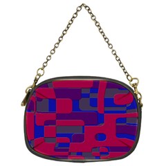 Offset Puzzle Rounded Graphic Squares In A Red And Blue Colour Set Chain Purses (two Sides) 