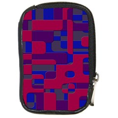 Offset Puzzle Rounded Graphic Squares In A Red And Blue Colour Set Compact Camera Cases by Mariart