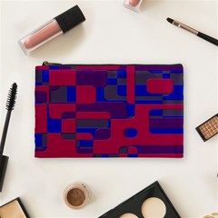 Offset Puzzle Rounded Graphic Squares In A Red And Blue Colour Set Cosmetic Bag (medium) 