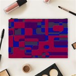 Offset Puzzle Rounded Graphic Squares In A Red And Blue Colour Set Cosmetic Bag (Large)  Front