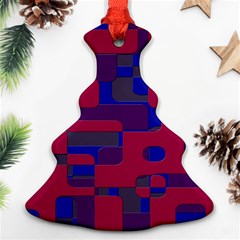 Offset Puzzle Rounded Graphic Squares In A Red And Blue Colour Set Christmas Tree Ornament (two Sides) by Mariart