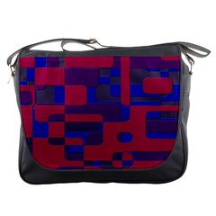 Offset Puzzle Rounded Graphic Squares In A Red And Blue Colour Set Messenger Bags