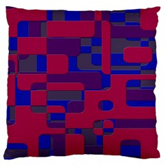 Offset Puzzle Rounded Graphic Squares In A Red And Blue Colour Set Large Cushion Case (two Sides) by Mariart