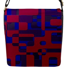 Offset Puzzle Rounded Graphic Squares In A Red And Blue Colour Set Flap Messenger Bag (s)