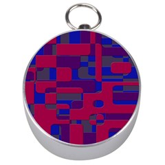 Offset Puzzle Rounded Graphic Squares In A Red And Blue Colour Set Silver Compasses by Mariart