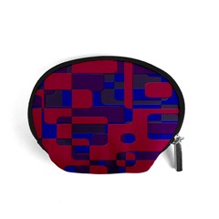 Offset Puzzle Rounded Graphic Squares In A Red And Blue Colour Set Accessory Pouches (small) 