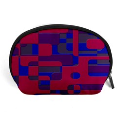 Offset Puzzle Rounded Graphic Squares In A Red And Blue Colour Set Accessory Pouches (large) 