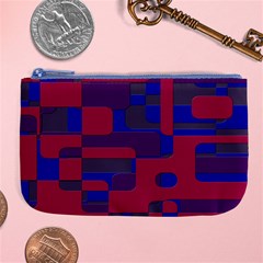 Offset Puzzle Rounded Graphic Squares In A Red And Blue Colour Set Large Coin Purse by Mariart